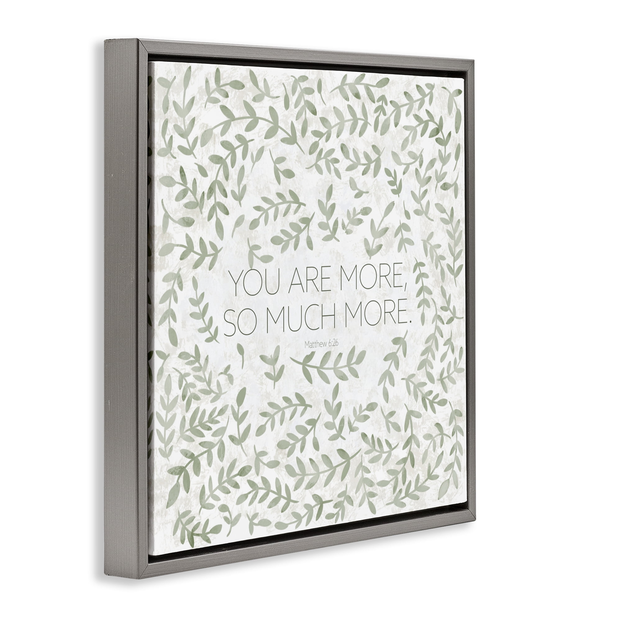 Stupell Industries Curved Ivy Sprigs Proverb Gray Framed Floater Canvas Wall Art, design by SD Graphics Studio