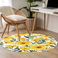 thumbnail image 4 of Round Rugs 3Ft, Yellow Floral Spring Round Area Rug Washable Indoor Throw Carpet, Farmhouse Botanical Summer Small Non Slip Circle Rug for Bedroom Living Room Home Decor Aesthetic, 4 of 8