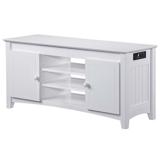 Leo & Lacey 50" Chargeur TV Stand en Blanc