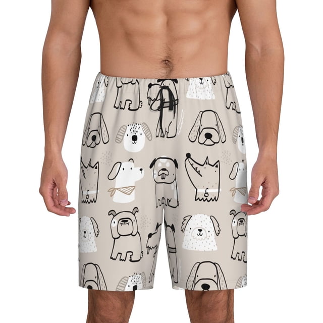 Fotbe Puppy Pantalones Cortos de Pijama para Hombre, Ropa de Dormir, Pantalones de Pijama Cortos para Hombre-Large