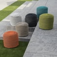 thumbnail image 3 of Collier Outdoor Handcrafted Modern Fabric Cylinder Pouf Ottoman, White, 3 of 5