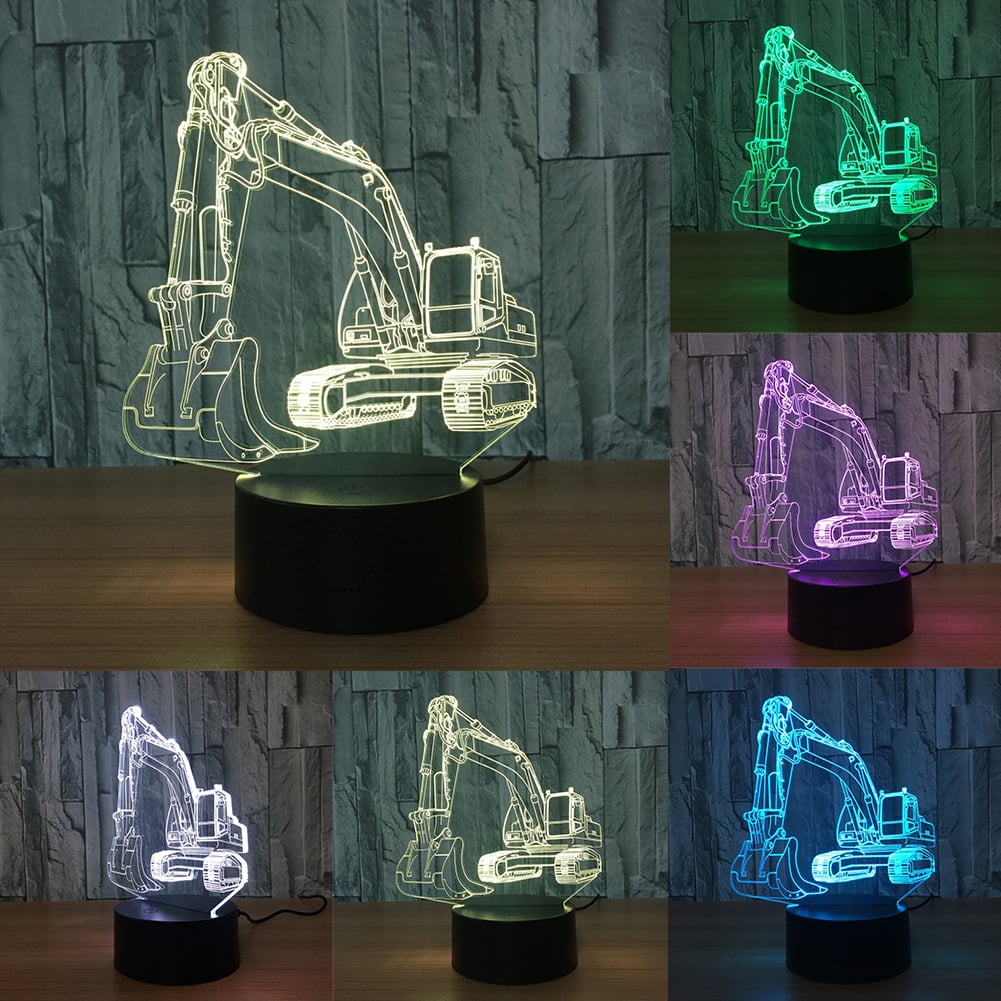 Excavator Wireless Night Light Table Desk 3D LED  Lamp Xams Gift 7 Color Change 