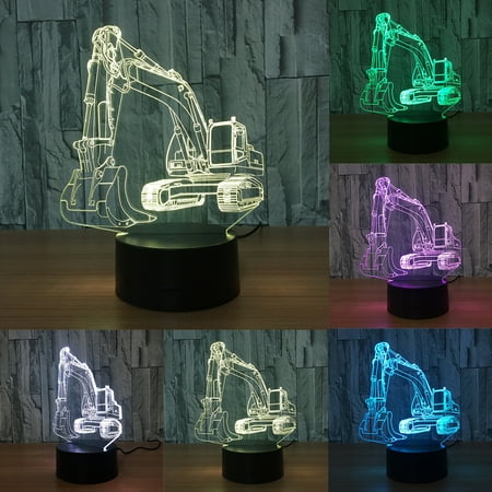 

MyBeauty 3D Excavator 7 Colors LED Touch Night Light Kids Room Bedroom Bedside Desk Lamp