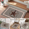 thumbnail image 6 of 2x3 Door Mat Rug, Farm Plaid Non-Skid Rubber Backing Large Rectangle Rugs - Living Room Bedroom Home Office, West Texas Star Rustic Farmhouse Black Brown Indoor Floor Mat Carpets Washable Rug, 6 of 9