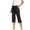 Black plus size capri pants with pockets a1, variant on Cagogo Women's Plus Size Capri Pants Elastic Waist with Pockets Casual Solid Loose Capri Pants Summer Cropped Palazzo Trousers for Vacation Beach Work Lounge, Blue S