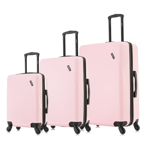 DUKAP Discovery 3-Piece Hardside Luggage Sets with Spinner Wheels, Handle and Trolley, (20"/24"/28"), Pink
