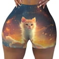 thumbnail image 2 of Rateoe Starry Sky Constellation Cat Printed Power Workout Shorts for Women Tummy Control Squat Proof Ribbed Thick Seamless Scrunch Active Short-XX-Large, 2 of 8