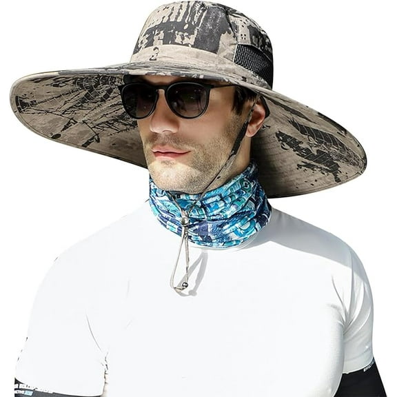 XXL Big Head & Super Wide Brim Sun Hats for Men, XXL Large Fishing Sun Hat for Safari Gardening,Hiking