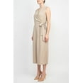 thumbnail image 3 of Emma & Michele V-Neck Sleeveless Tie Side Solid Pockets Crepe Jumpsuit-SAND / 8, 3 of 4