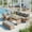 Brown, variant on 4 Pieces Outdoor Patio Furniture Set, Outdoor PE Conversation Set with Cushion, Glass Table, Pillow, Blue