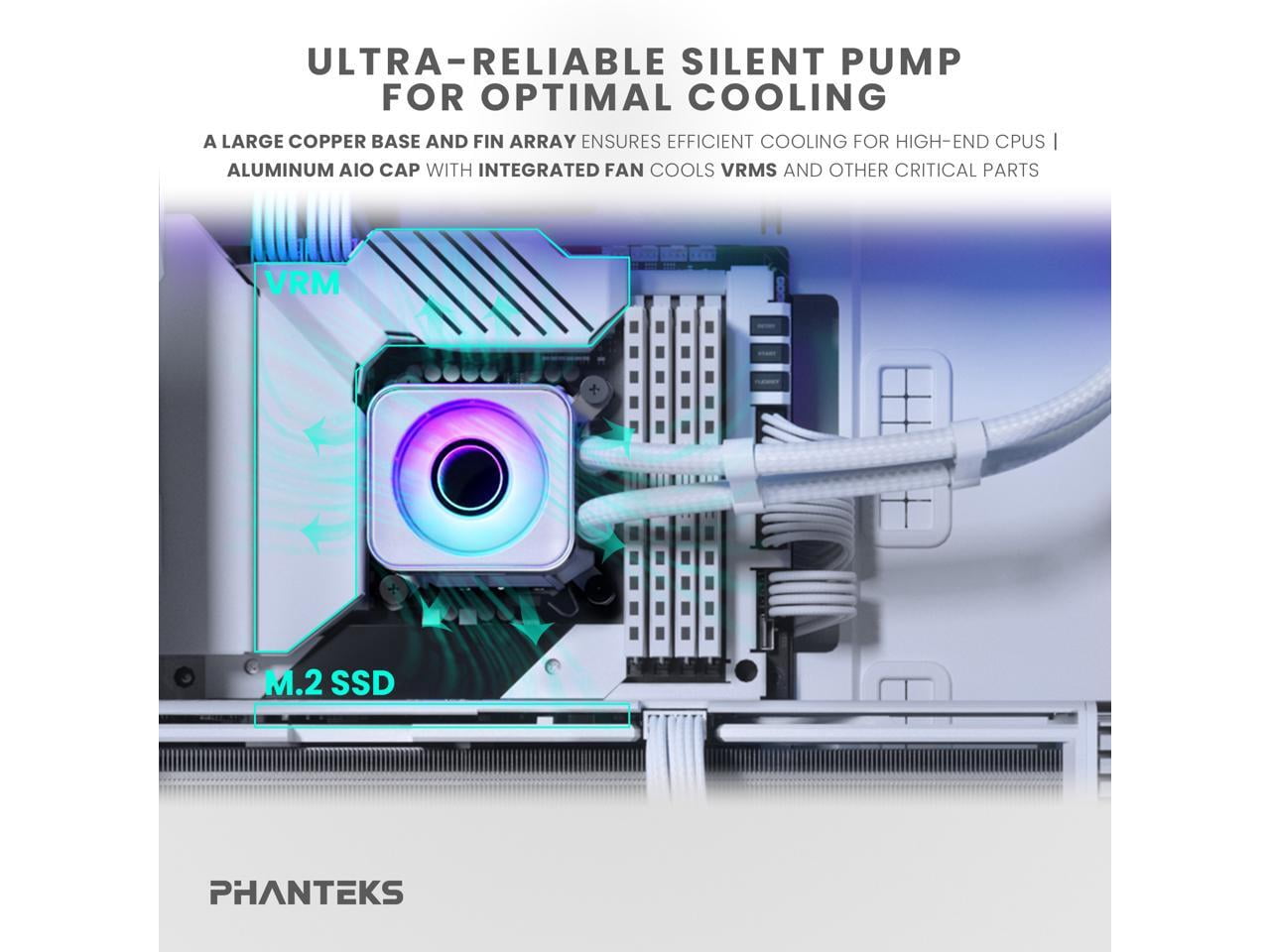 Phanteks Glacier One 420D30 X2 AIO Liquid CPU Cooler, Evolv X2 Aluminum Cap Design, 3x Performance D30-140 D-RGB Fans, for Intel LGA 1851, 1700, 1200, 115x and AMD AM4/AM5 sockets, White