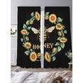 thumbnail image 3 of Black Sunflowers Bees Sheer Curtains 96 Inch Length 2 Panels Set Window Treatments, Farmhouse Honey Floral Rings Rod Pocket Semi Curtains for Living Room/Bedroom/Kitchen Décor, 104"W x 96"L, 3 of 7