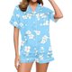 thumbnail image 1 of Conjunto de Verano para las Mujeres, Estampado Cuello de Manga Corta Y Pantalones Cortos, Moda Casual de Dos Piezas, 1 of 8
