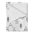 thumbnail image 2 of Landscape Soft Flannel Fleece Throw Blanket, Hand Drawn Like Simplified Mountains Fir Trees and Wooden Houses, Cozy Plush for Indoor and Outdoor Use, 50" x 60", White and Charcoal Grey, by Ambesonne, 2 of 5
