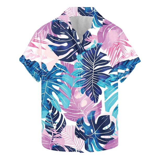 Camisas de Manga Larga para Hombres Moda Casual Floral Estampado Hawaiano Solapa Botón Superior, Ligero para Primavera Verano