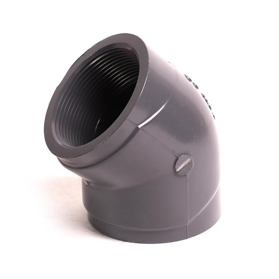 Thrifco Plumbing 8214044 2 Inch Threaded x Threaded PVC 45 Elbow SCH 80