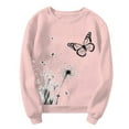 thumbnail image 4 of Fiaer,Women's Crew Neck Sweatshirts Loose Fit Dandelion Animal Printed Plus Size Pullover Long Sleeve Casual Trendy No Hooded Hoodies Pink L, 4 of 5