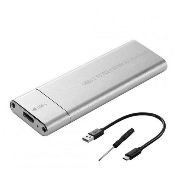 Boîtier SSD NVMe USB3.1 Type-C vers M.2 M Key, Boîtier de Disque à Semi-Conducteurs, Boîtier de Disque Dur 10Gbps Haute Vitesse, Argent