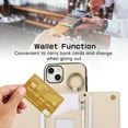 thumbnail image 6 of Decase Compatible with iPhone 14 Case with Card Holder and Strap for Women,Crossbody Lanyard,Stand Ring Kickstand,Snap Clasp,Phone Wallet Case,Beige, 6 of 10
