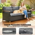 thumbnail image 3 of Outsunny 3 Seater Outdoor Couch Sofa, PE Wicker Patio Sofa with Wide Deep Seat, 4" Cushions, Wood-Effect Armrests and Legs, Gray, 3 of 9