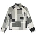 thumbnail image 4 of Jackets for Women Winter Coat Jackets Flannel Stand Collar Jacket(Abstract Geometric Art Beige Black Grey,Size:S-4XL), 4 of 7