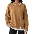 thumbnail image 2 of Mockneck Sweatshirt Nelozsy Women’s Oversized Sweatshirts Crewneck Pullover Long Sleeve Fall Tops Brown XL, 2 of 3