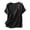 Black, variant on Women's Cotton Linen Boho Embroidered Layered Shirt Dressy Casual Button Down Tunic Blouses Tops V Neck Placket Button Decor Short Sleeve T Shirt Size L White