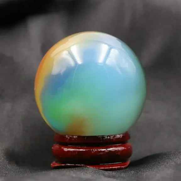 K-KED Beautiful Rare Natural Cat's Eye Stone Balls Quartz Crystal Reiki Healing Sphere-60 mm-Multicolor