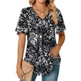 thumbnail image 2 of Fantaslook Womens Tops Dressy Blouses V Neck Short Sleeve Tunic Tops Casual Work Shirts, 2 of 7