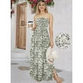 thumbnail image 2 of HAPPY BAY Women's Summer Boho A-Line Slit Maxi Beach Dress Smocked Top Evening Long Strapless Tube Dresses for Women L-XL Ebony, Floral, 2 of 5