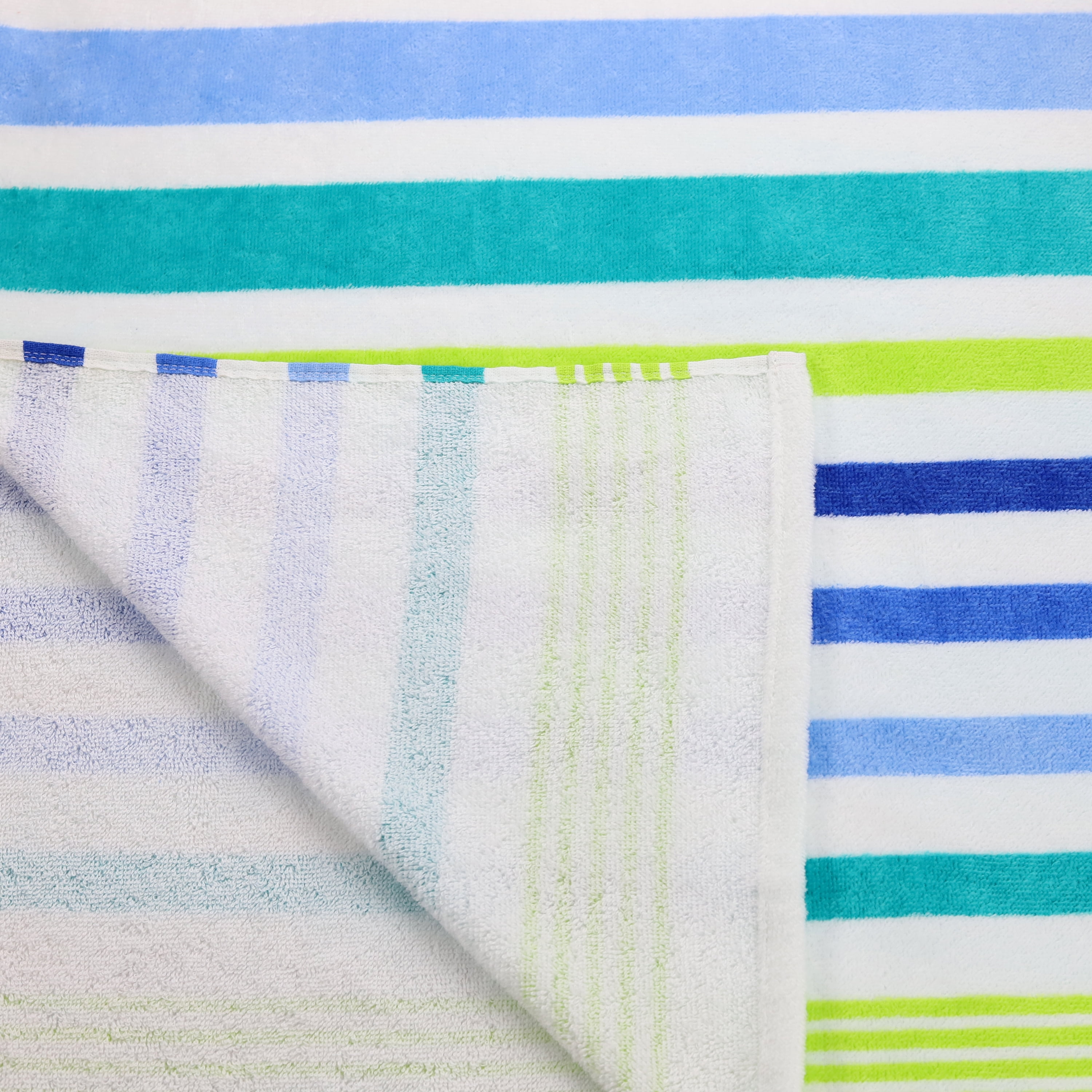 Cotton Beach Towel, 28x60, Mainstays, Blue Multi-Stripe