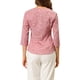 thumbnail image 3 of Blusa de mujer Inspire Chic con cuello en V, mangas 3/4, estampado de lunares y corazones, parte delantera con botones, color rosa, talla 3XL, 3 of 7