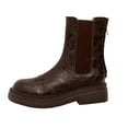 thumbnail image 4 of Mostsola Womens Chelsea Boots Round Toe Low Heel Fall Booties Elastic Pull on Platform Ankle Boots, 4 of 9