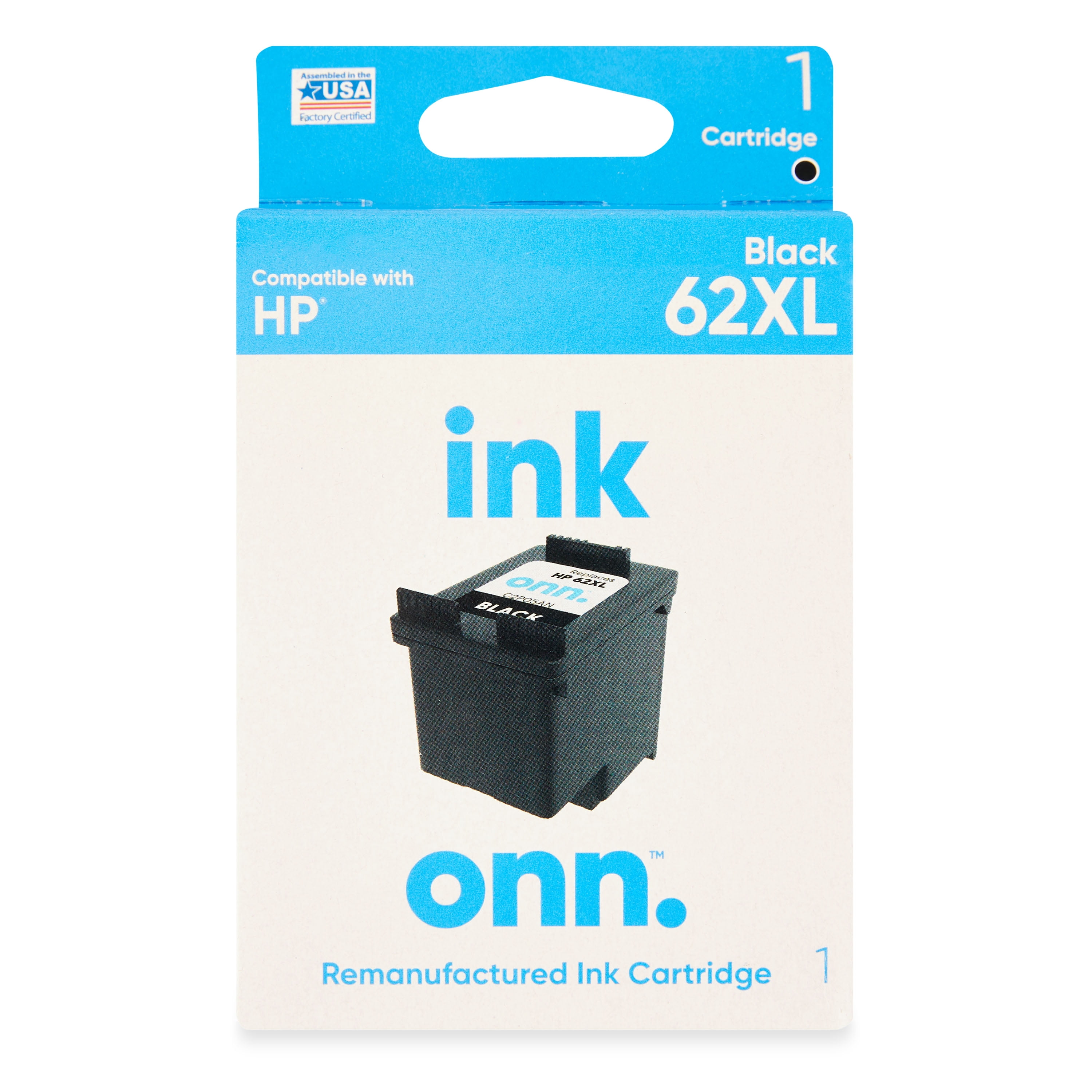 (2 pack) onn Ink Cartridge, HP 62XL, Black