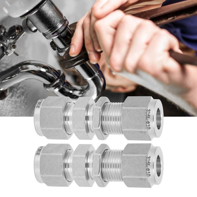 Cloison de Raccord en Acier Inoxydable, Cloison de Compression 2Pcs, Double Virole en Acier Inoxydable 316, Pots de Brassage de Bière Ou Accessoires de Pot de Brassage de Bière