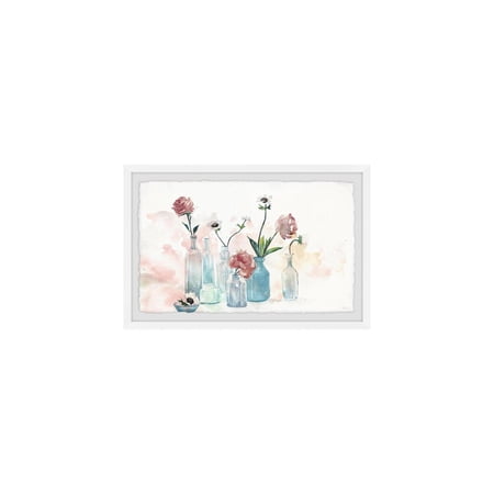 HomeStock Asian Allure Blooms and Bottles Framed Painting Print Contemporary Wall Decor: Abstract Digital Art Prints and Modern Styles for Your Home