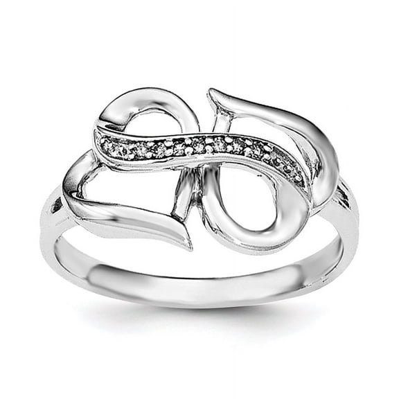 Sterling Silver Rhodium Plated Diamond Double Heart Ring QR6420
