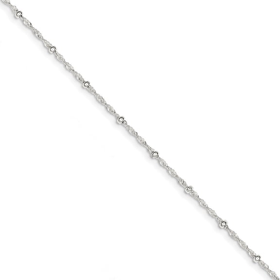 White Sterling Silver bracelet Fancy 7 in 2 mm with 1in Ext