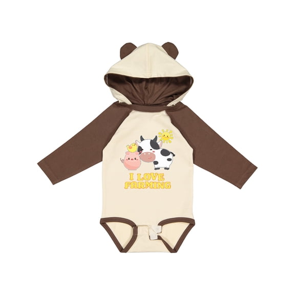 Inktastic I Love Farming- farm animals Boys or Girls Long Sleeve Baby Bodysuit