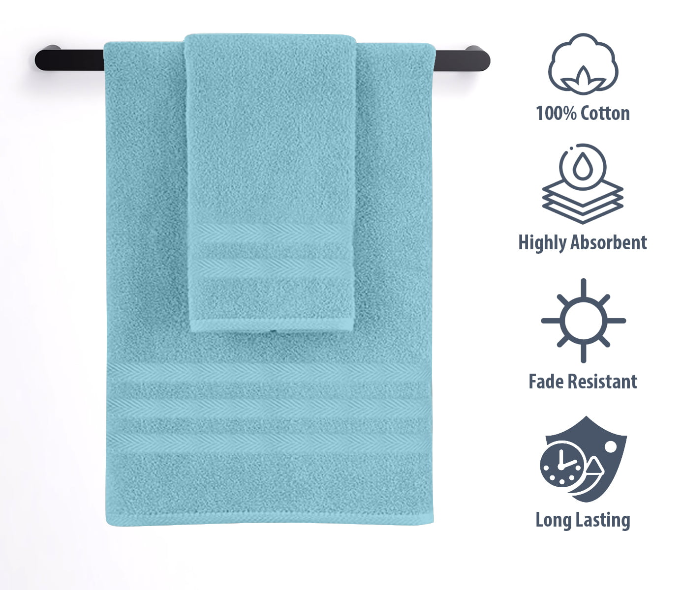 2 Hand Towels 100% Cotton Soft Towel Set of 2 Pieces 450 GSM 