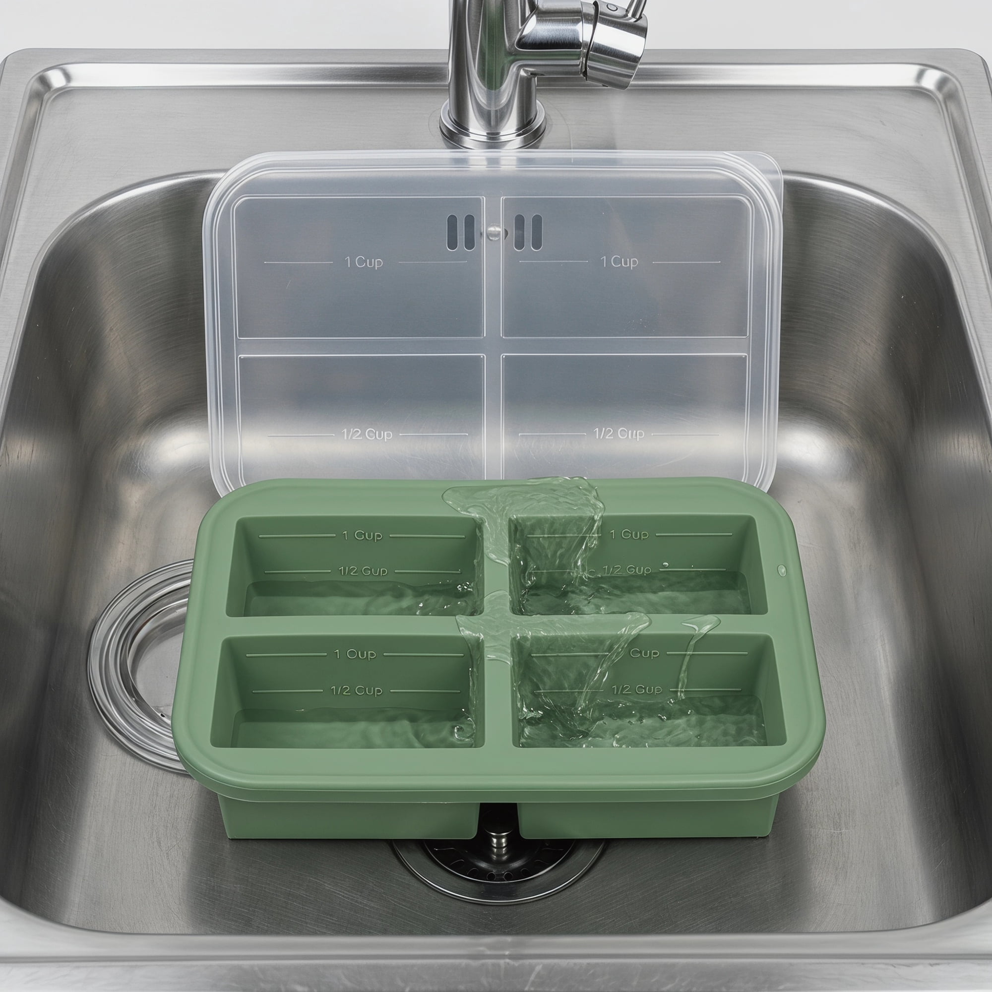 Unique Bargains Silicone Leak-Proof Meal Prep Container Lunch Bento Box Green-2