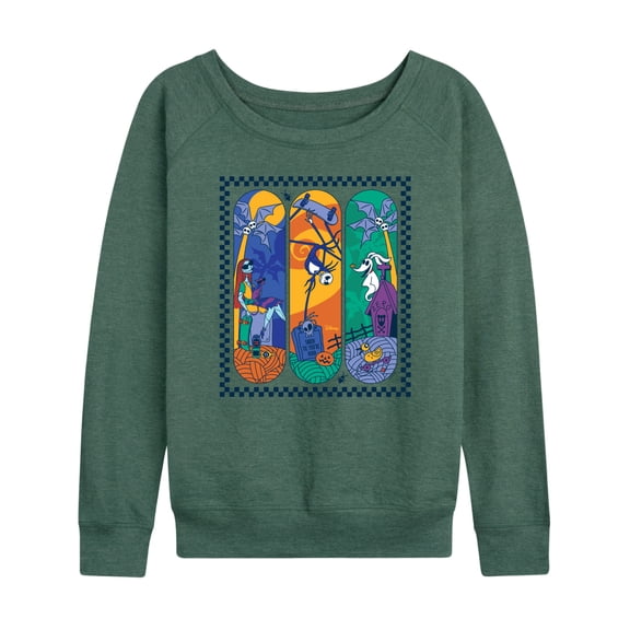 The Nightmare Before Christmas - Summer Skateboards Lightweight French Terry Wide Neck Long Sleeve Graphic Shirt