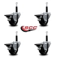 thumbnail image 2 of 3 Inch Soft Rubber Swivel 3/4 Inch Expanding Stem Caster Set with Brake SCC, 2 of 2