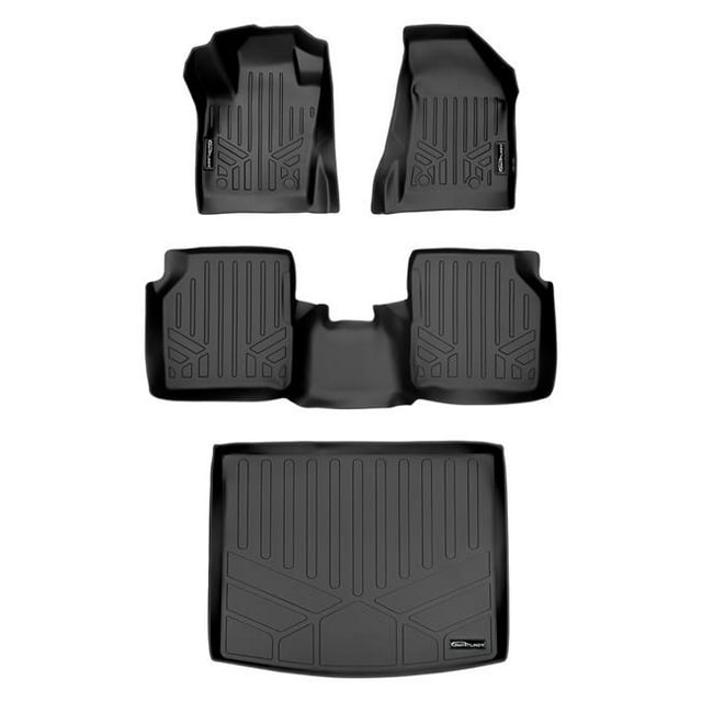 Smartliner SA0331-B0331-D0331 2 Rows Cargo Liner Set Floor Mats for 2017-2021 Jeep Compass, Black