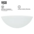 thumbnail image 5 of VIGO Giovanni Frosted White Glass 17 in. L x 17 in. W x 6 in. H Round Vessel Bathroom Sink, 5 of 8