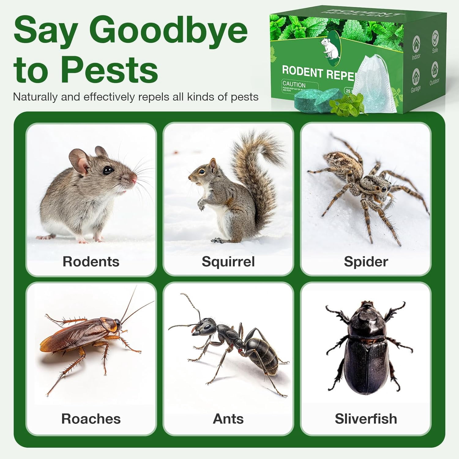 Mouse Rodent Repellent, 25 Pack Peppermint Oil Mouse Repellent Balls for Rats Mice Deterrent, Natural Mouse Traps for Indoor Outdoor Use, Keep Rodents Away from Garden and Home, Family & Pet Safe 03