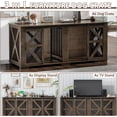 thumbnail image 2 of Large Dog Crate Furniture Indoor for 2 Dogs, 70'' Farmhouse Steel Frame Wooden Dog Kennel with Adjustable Division Board and Sliding Doors for Small Medium Large Dogs (Dark Walnut), 2 of 8