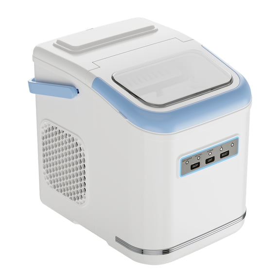 Northair Countertop Ice Maker Machine with Blue Ambient Light, 26 lbs Ice per Day, 9 Bullet Ice Cubes in 6 Minutes, Portable Compact Ice Machine with Handle, 1.3L Water Tank and 2 Ice Sizes, White