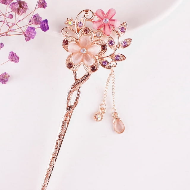Horquilla con forma de ojo de gato, flor gemela, broche clásico para el pelo, placa para el pelo, joyería, tocado de estilo nacional, ojo de gato