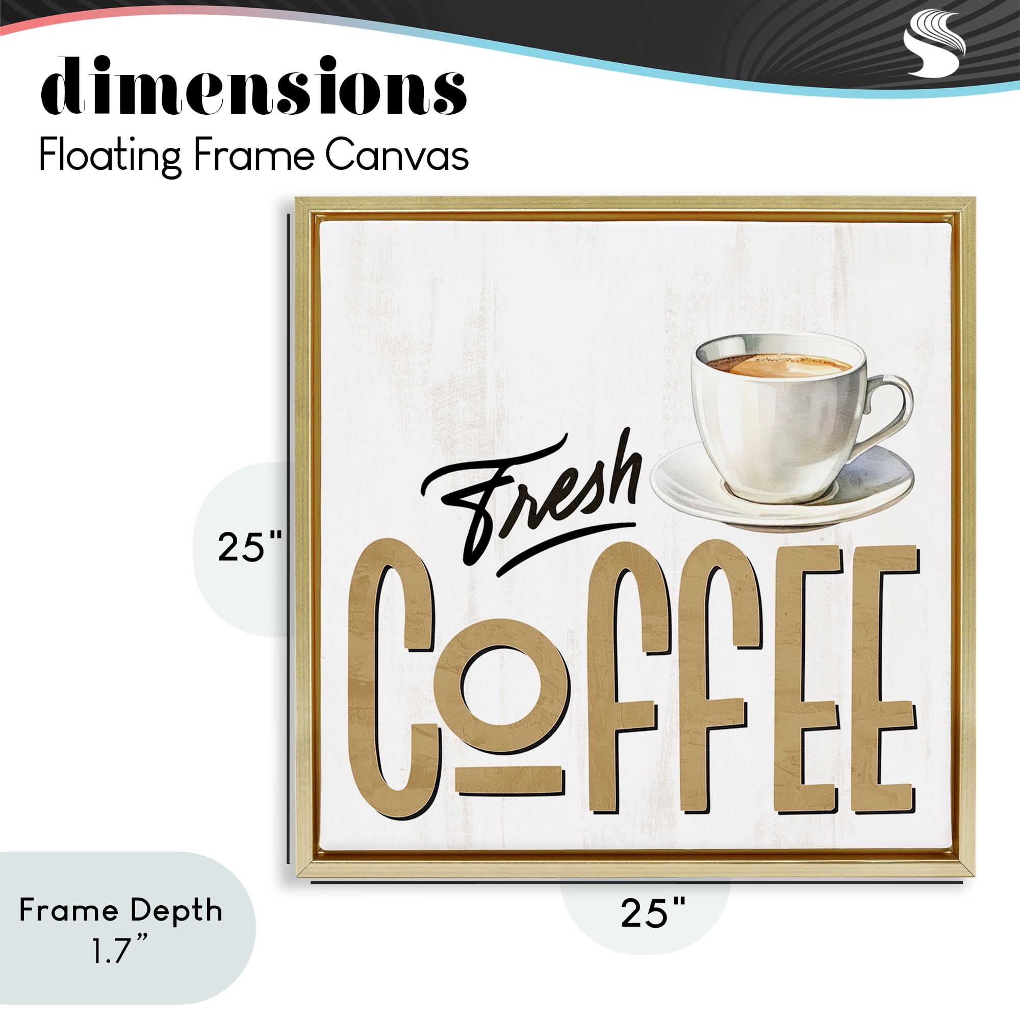 Stupell Industries Fresh Hot Coffee Gold Framed Floater Canvas Wall Art, design by Kim Allen